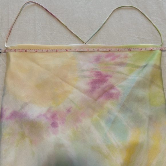 NWOT Zara Tie Dye Satin Halter Strappy Open Back Dress in Tie Dye Size S - Picture 3 of 8